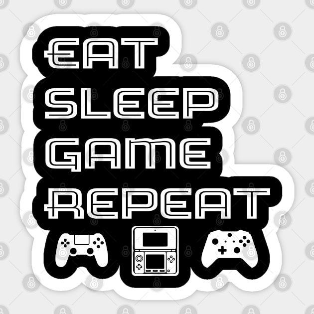 Eat Sleep Game Repeat Sticker by LozzieElizaDesigns